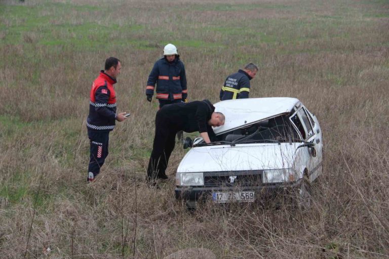 Çan’da otomobil tarlaya uçtu: 2 yaralı
