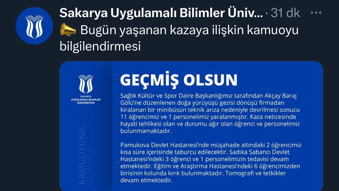 Sakarya’da 12 kişinin yaralandığı kazada midibüsün freni patlamış
