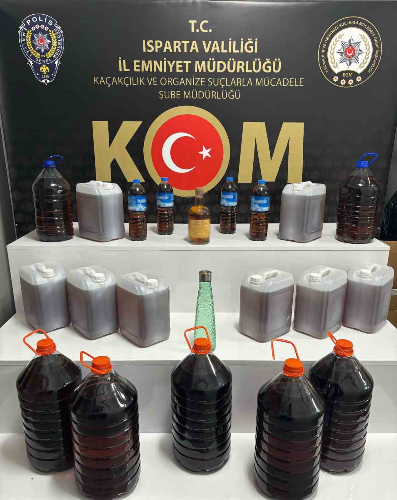 Isparta’da 105 litre sahte alkol ele geçirildi